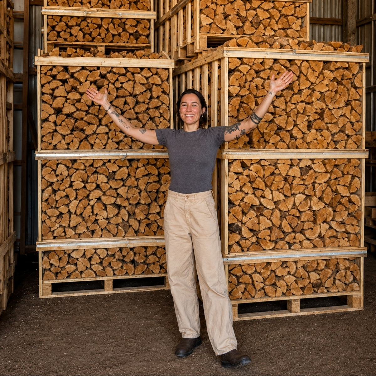 Haardhout in palletboxen